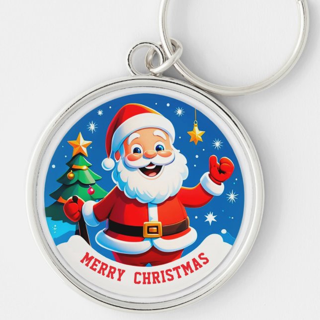 Chaveiro Saudação Alegre de Papai Noel (Frente)