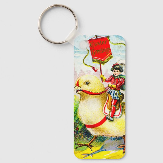 Chaveiro Saudações à Páscoa Whimsical: Cavaleiro sobre o Pi (Frente)