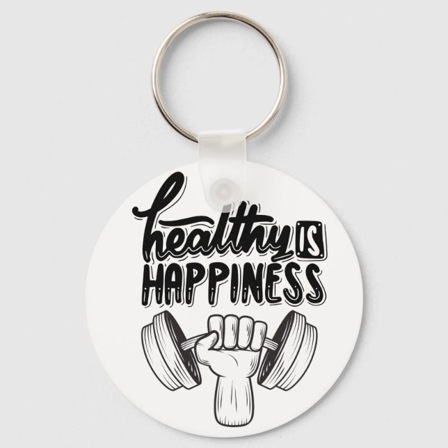Chaveiro saudável é felicidade motivação para academia desi (Frente)