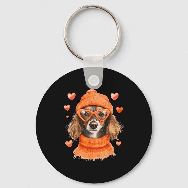 Chaveiro Sausage Dog Heart Doxie Girl Valentine's Day Women (Frente)