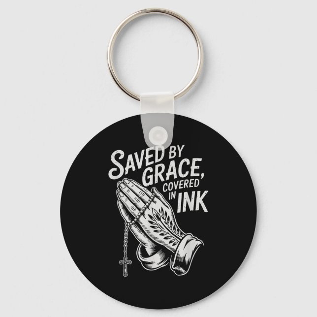 Chaveiro Saved By Grace Covered In Ink Christian Faith Inke (Frente)
