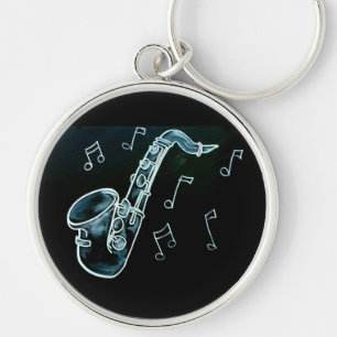Chaveiro Saxofone E Notas Musicais