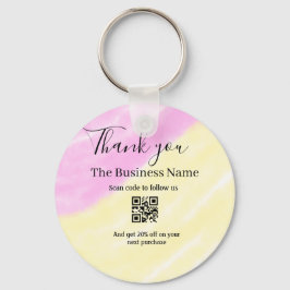 Chaveiro Scan QR to follow us thank you discount code pink