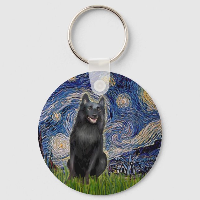 Chaveiro Schipperke 5 - Noite Estrelada (Frente)
