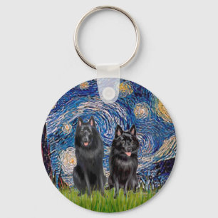 Chaveiro Schipperkes (dois) - Starry Night