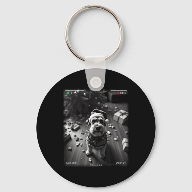 Chaveiro Schnauzer de Natal Flagrado pela Câmera  (Frente)