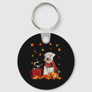Chaveiro Schnauzer Queda Folha Vermelha De Outono De Scarf