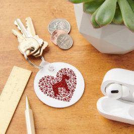 Chaveiro Schnauzer Silhouette Heart Paws Print - Dog Lover