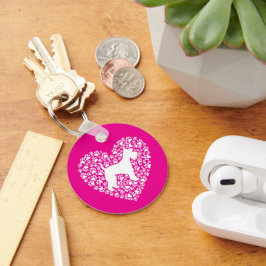 Chaveiro Schnauzer Silhouette Heart Paws Print - Dog Lover