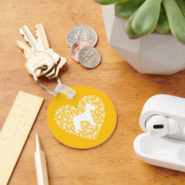 Chaveiro Schnauzer Silhouette Heart Paws Print - Dog Lover