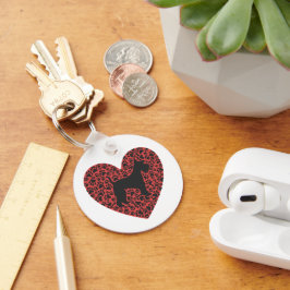 Chaveiro Schnauzer Silhouette Heart Paws Print - Dog Lover
