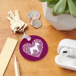 Chaveiro Schnauzer Silhouette Heart Paws Print - Dog Lover
