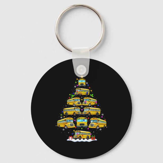 Chaveiro School Bus Christmas Tree Lights Bus Driver Xmas P (Frente)