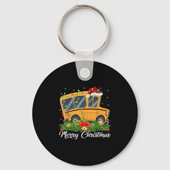 Chaveiro School Bus Lover Matching Santa Hat School Bus Chr (Frente)