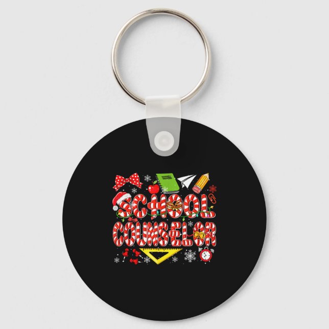 Chaveiro School Counselor Christmas Candy Canes Lover Funny (Frente)