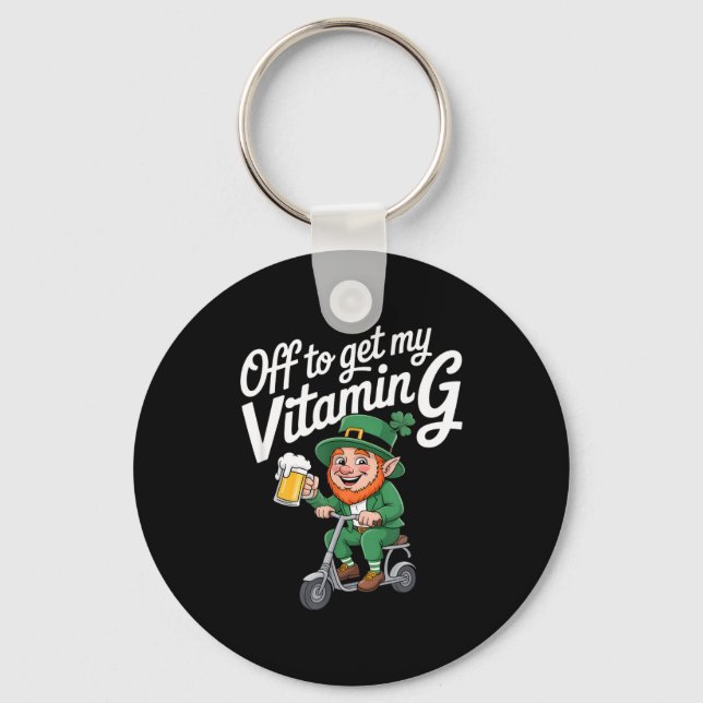 Chaveiro Scooter de vitaminas de leprechaun engraçado dizen (Frente)