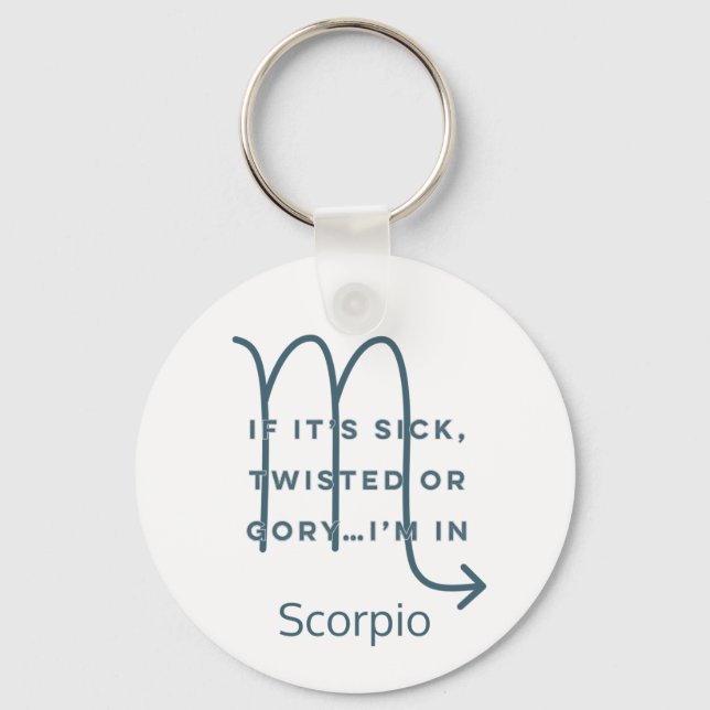 Chaveiro Scorpio Zodiac Sinal Diário Cotação Texto Azul Ani (Frente)