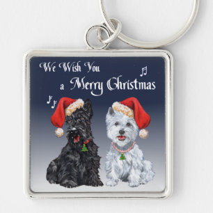Chaveiro Scottie e Westie Caroling