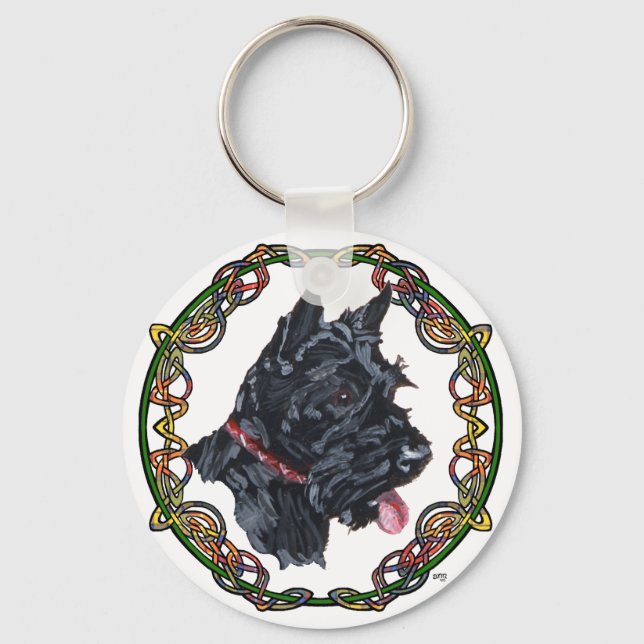 Chaveiro Scottie Portrait Celtic Knotwork (Frente)