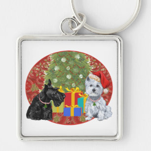 Chaveiro Scottie & Westie Christmas