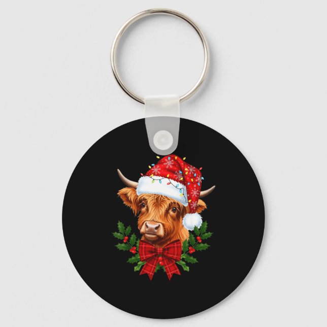Chaveiro Scottish Highland Cow Christmas Funny Cow Lover Xm (Frente)