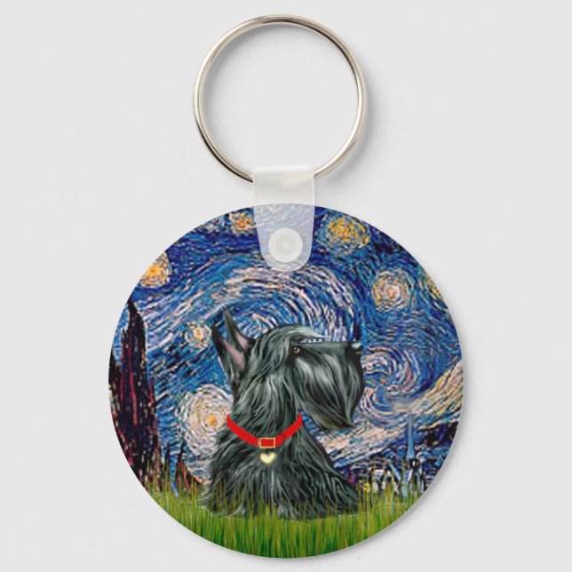 Chaveiro Scottish Terrier 12c - Starry Night (Frente)