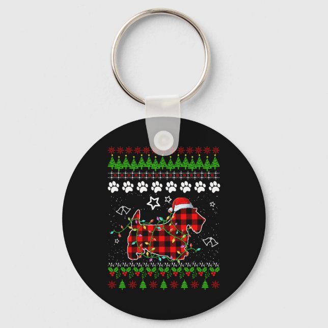 Chaveiro Scottish Terrier Dog Funny Xmas Ugly Sweater Chris (Frente)