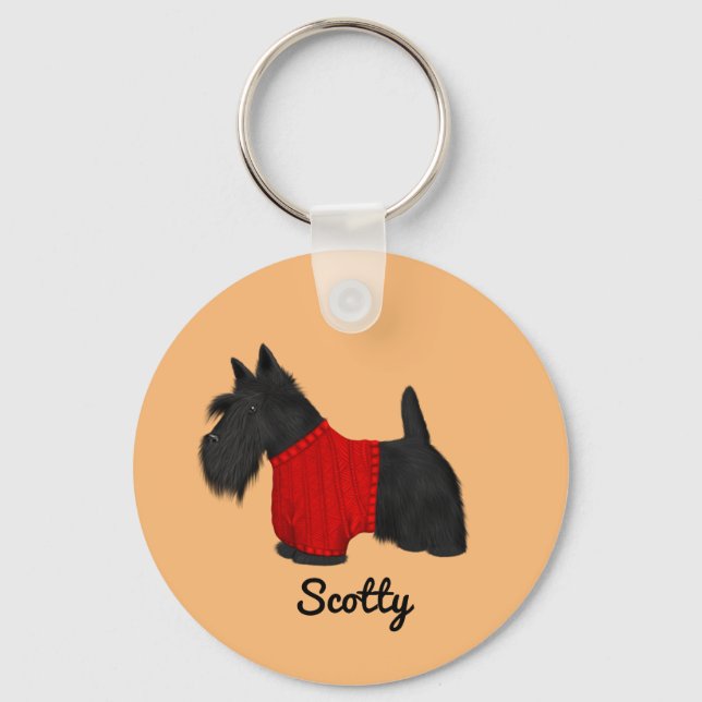 Chaveiro Scottish Terrier (Scotty Dog) em Sweater (Frente)