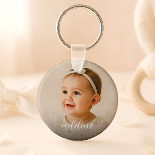 Chaveiro Script de Nome de Foto do Bebê Personalizado