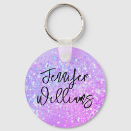 Chaveiro Script de Nome Personalizado da Glitter Roxo Holog