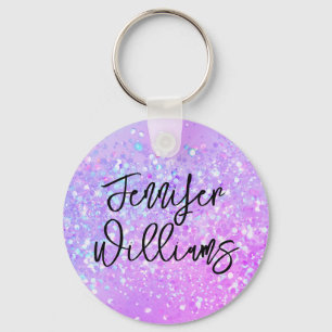Chaveiro Script de Nome Personalizado da Glitter Roxo Holog