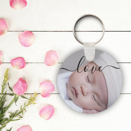 Chaveiro Script de Pincel de Amor com Foto Duplo Lado Perso