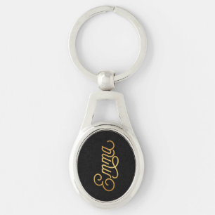 Chaveiro Script Elegante Personalizado Emma Dourado Preto