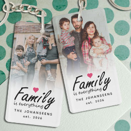 Chaveiro Script Family is Everything 2 Sided Custom Photo