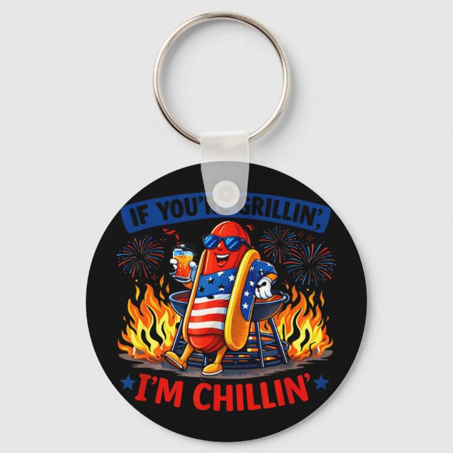 Chaveiro Se grelhando chillin churrasco cachorro-quente hum (Frente)
