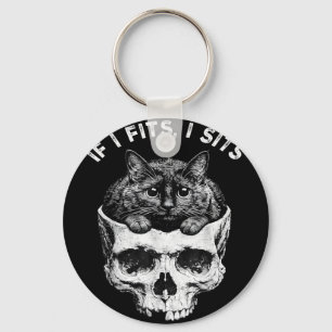 Chaveiro Se serve eu sento crânio de gato preto meme minima