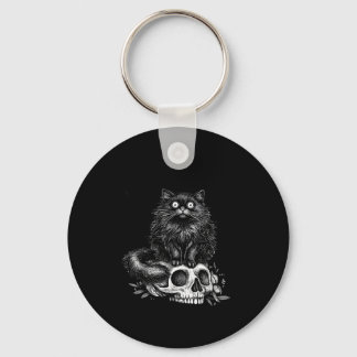 Chaveiro Se serve senta caveira de gato preto gótico humor 