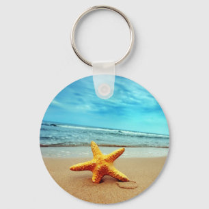 Chaveiro Sea Star On The Beach, Blue Sky, Ocean