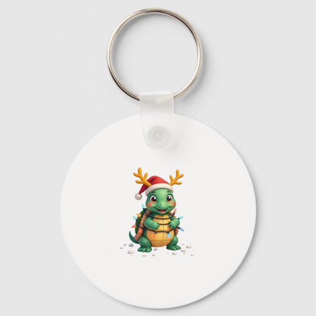 Chaveiro Sea Turtle Santa Christmas Lights Cute Xmas Men Wo (Frente)