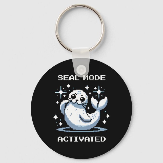 Chaveiro Seal Mode Activated Pixel Art Seal Retro Gamer Sty (Frente)