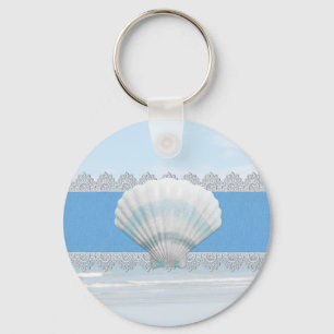Chaveiro Seashell e laço azuis macios