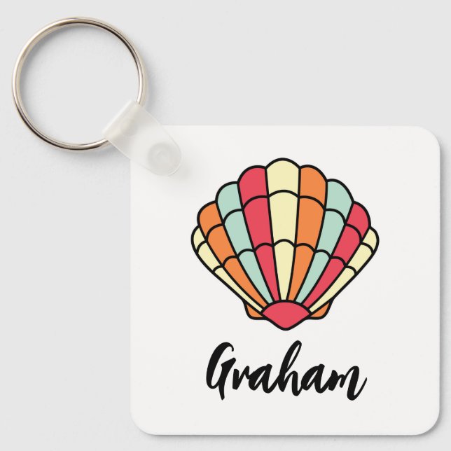 Chaveiro Seashell Themed Key Chain Beach Personalizado (Frente)