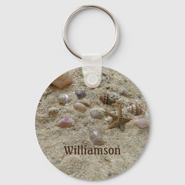 Chaveiro Seashells Beach Sand Personalizado Costeiro (Frente)