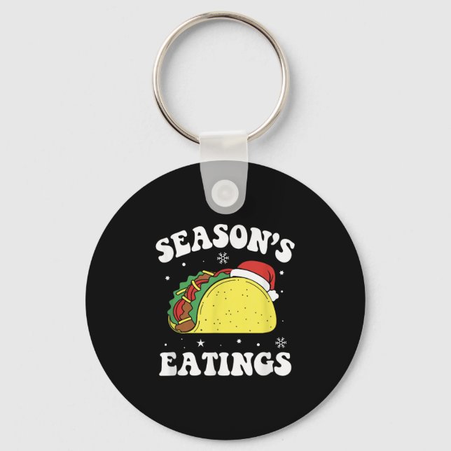 Chaveiro Season's Eatings Funny Christmas Taco Lover  (Frente)