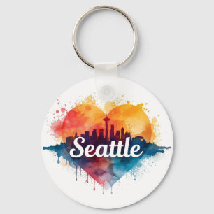 Chaveiro Seattle City aquarela Skyline