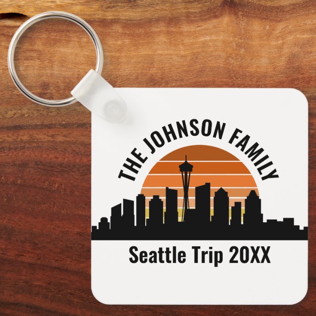 Chaveiro Seattle Skyline Sunset Férias Personalizadas da Fa (Frente)