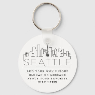 Chaveiro Seattle Stylized Skyline   Slogan Personalizado