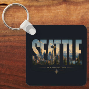 Chaveiro Seattle Washington Agulha Espacial Montanha Horizo
