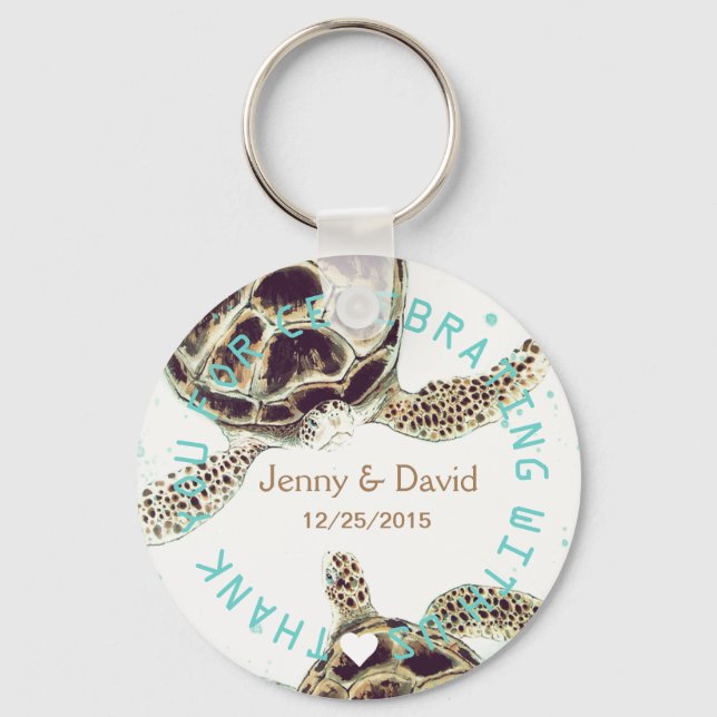 Chaveiro Seaturtle Love Personalised Weding Favor (Frente)
