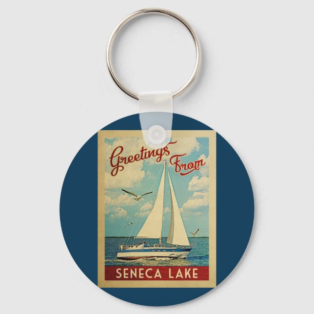 Chaveiro Seca Lake Sailboat Viagens vintage Nova Iorque (Frente)